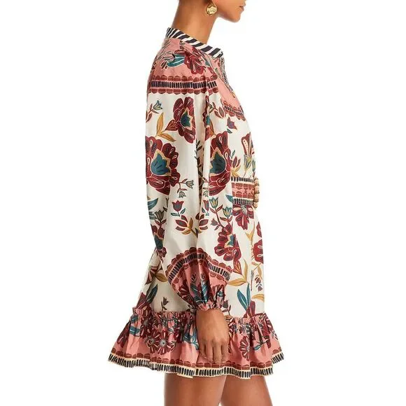 Farm Rio Womens Belted Mini Dress Small Raid Cream - NWT $248 - Picture 5 of 6